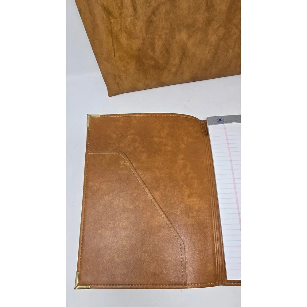 Vtg Mascot faux leather briefcase document carrier professional w/writing pad